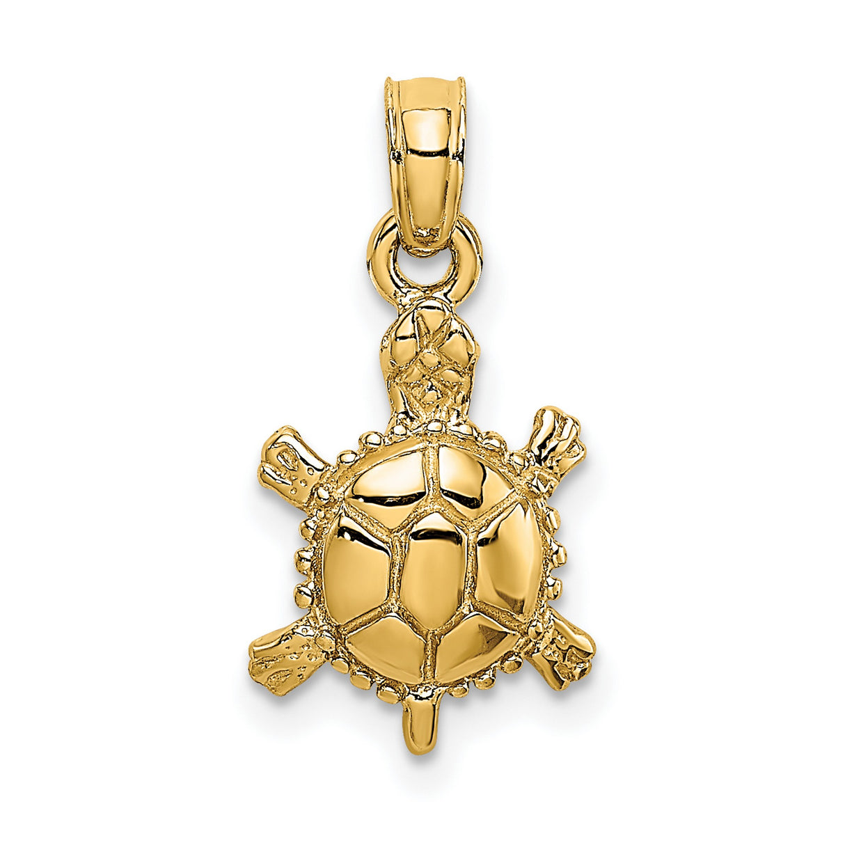 14k Yellow Gold Turtle Pendant Charm with Detailed Sea Turtle Design, Nature Inspired Jewelry