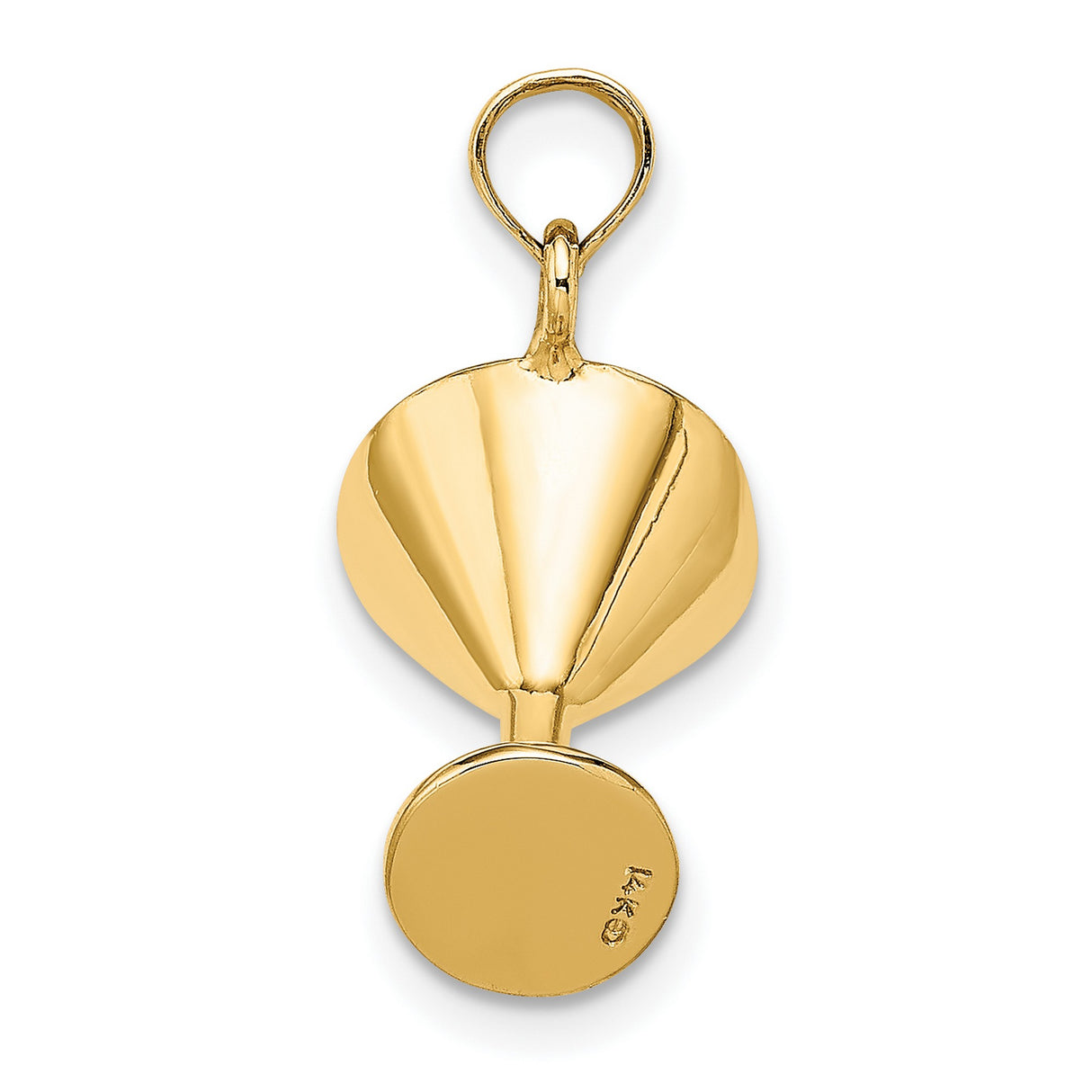 14k Yellow Gold Martini Glass Charm Pendant with Green Enamel and Red Olive Accent