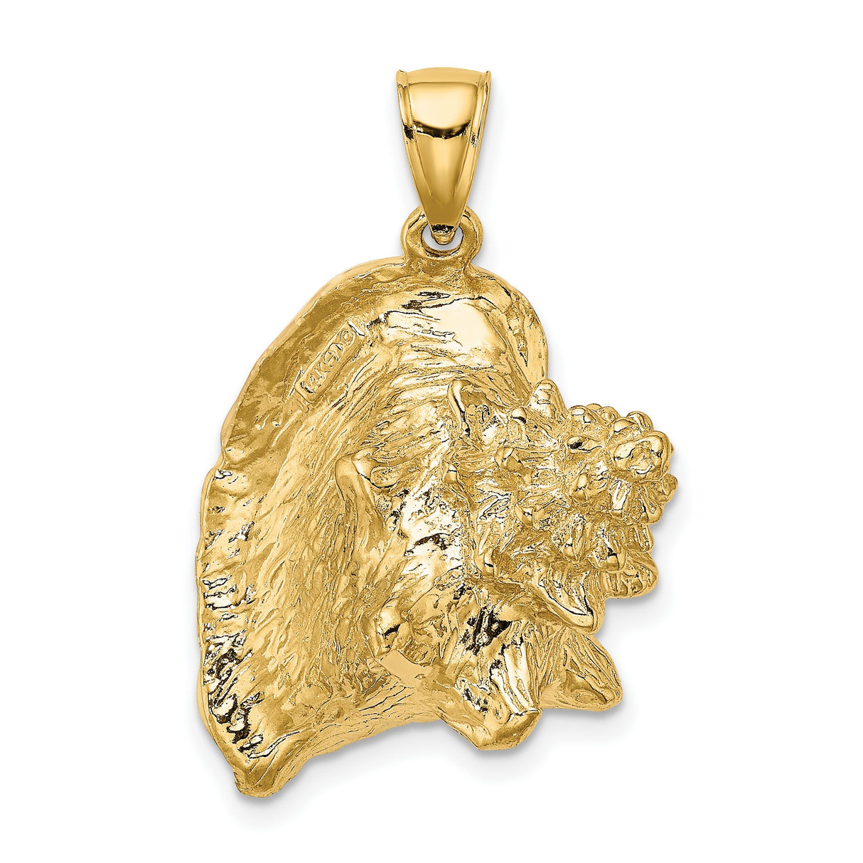 14k Yellow Gold Conch Shell Pendant with Pink and White Enamel, Nautical Beach Style Charm