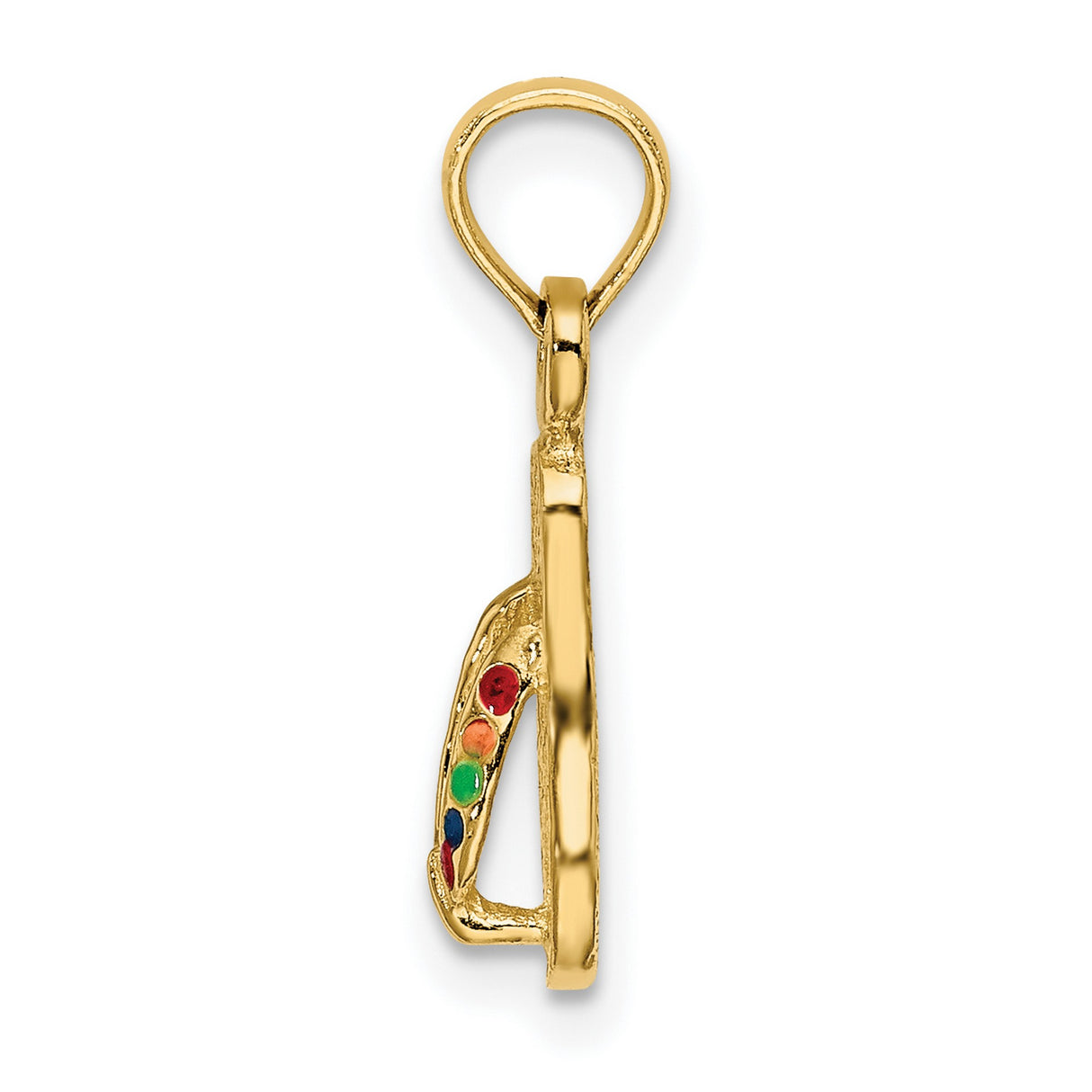 14k Yellow Gold Flip Flop Sandal Pendant with Colorful Enamel, Tropical Beach Charm