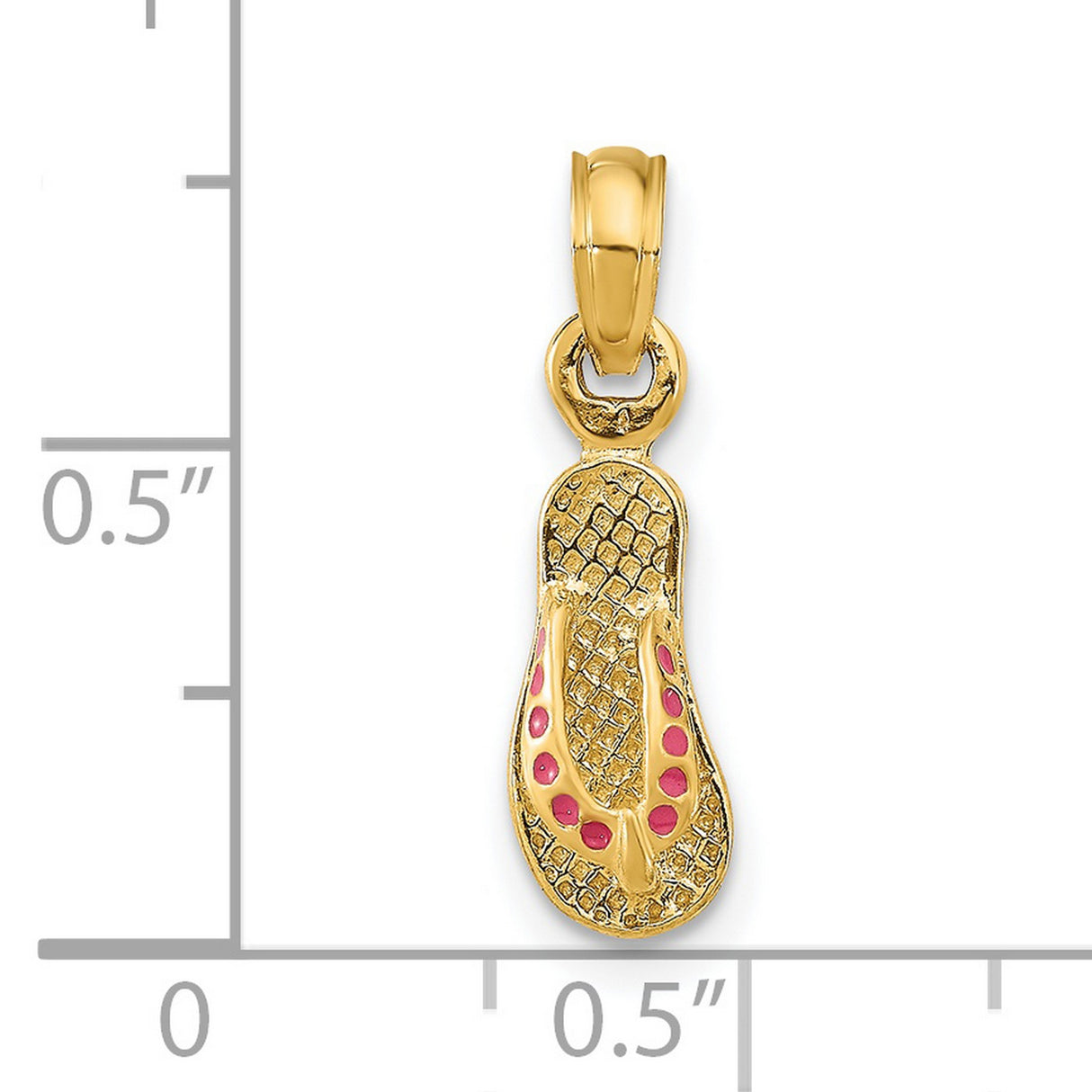 14k Yellow Gold Flip-Flop Sandal Pendant with Pink Enamel, Tropical Beach Charm for Women