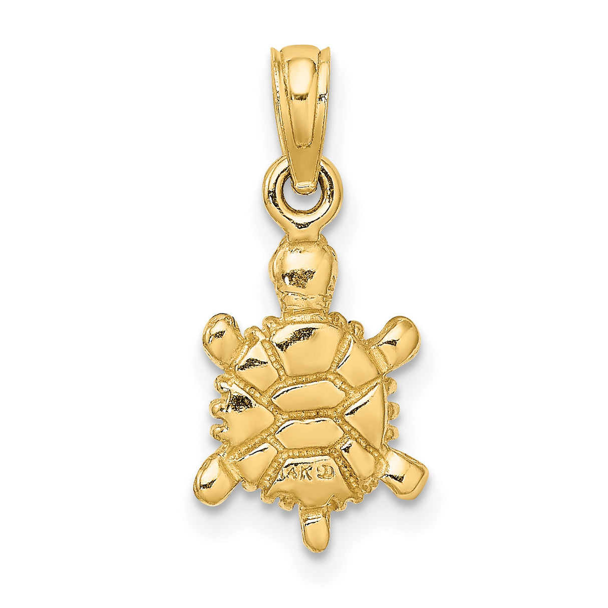 14k Yellow Gold Turtle Pendant with Red Enamel Shell, Sea Life and Animal Totem Jewelry