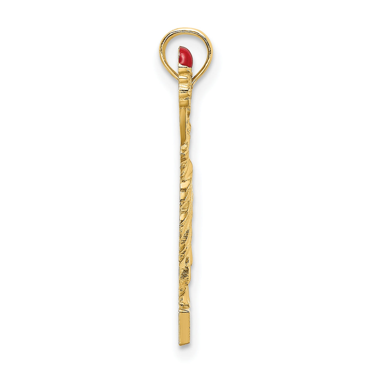14k Yellow Gold Statue of Liberty Pendant with Red Enamel Torch, Patriotic NYC Charm