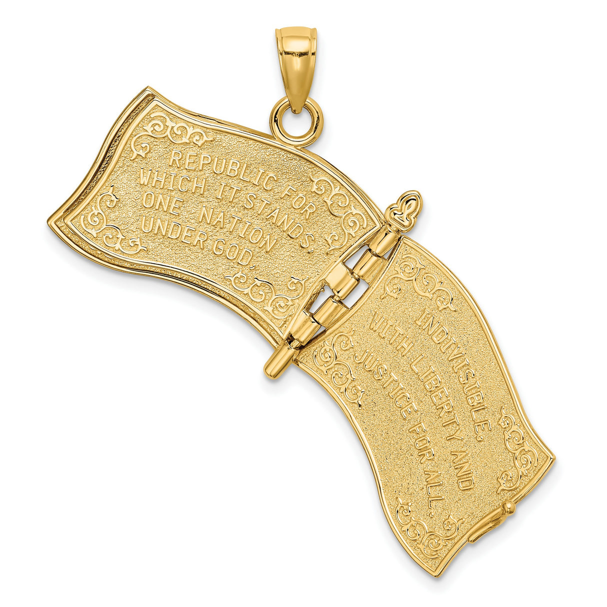 14k Yellow Gold American Flag Pendant with Enamel Red White Blue Patriotic Design