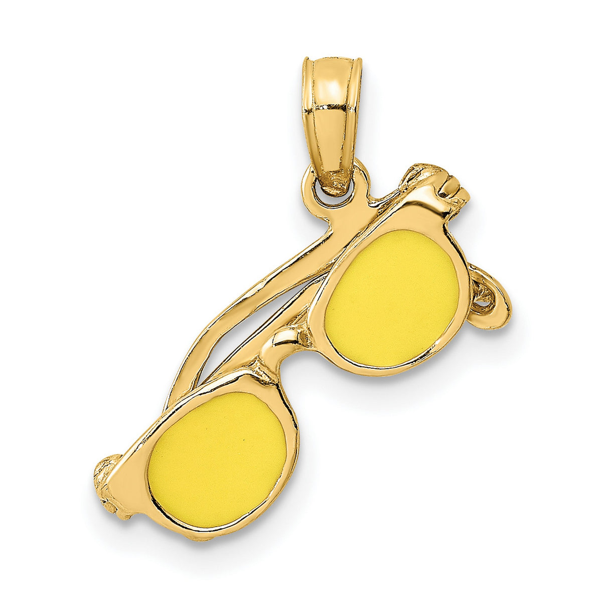 14k Yellow Gold Sunglasses Pendant with Yellow Enamel Lenses, Fun Summer Beach Charm