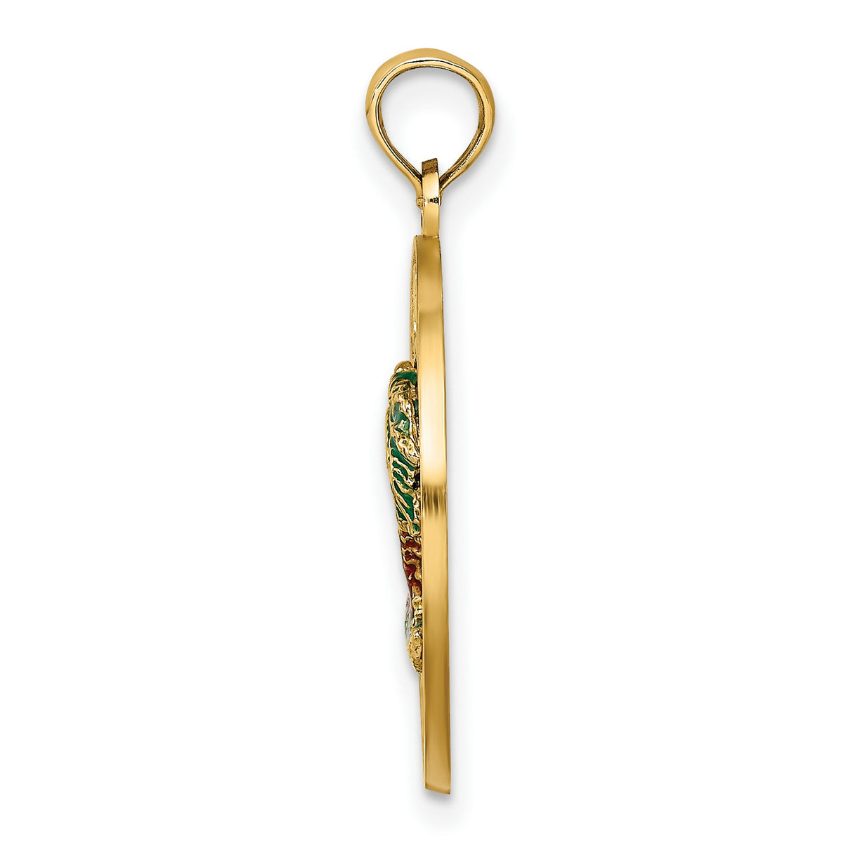 14k Yellow Gold Florida Pendant with Enameled Palm Trees, Tropical Island Charm
