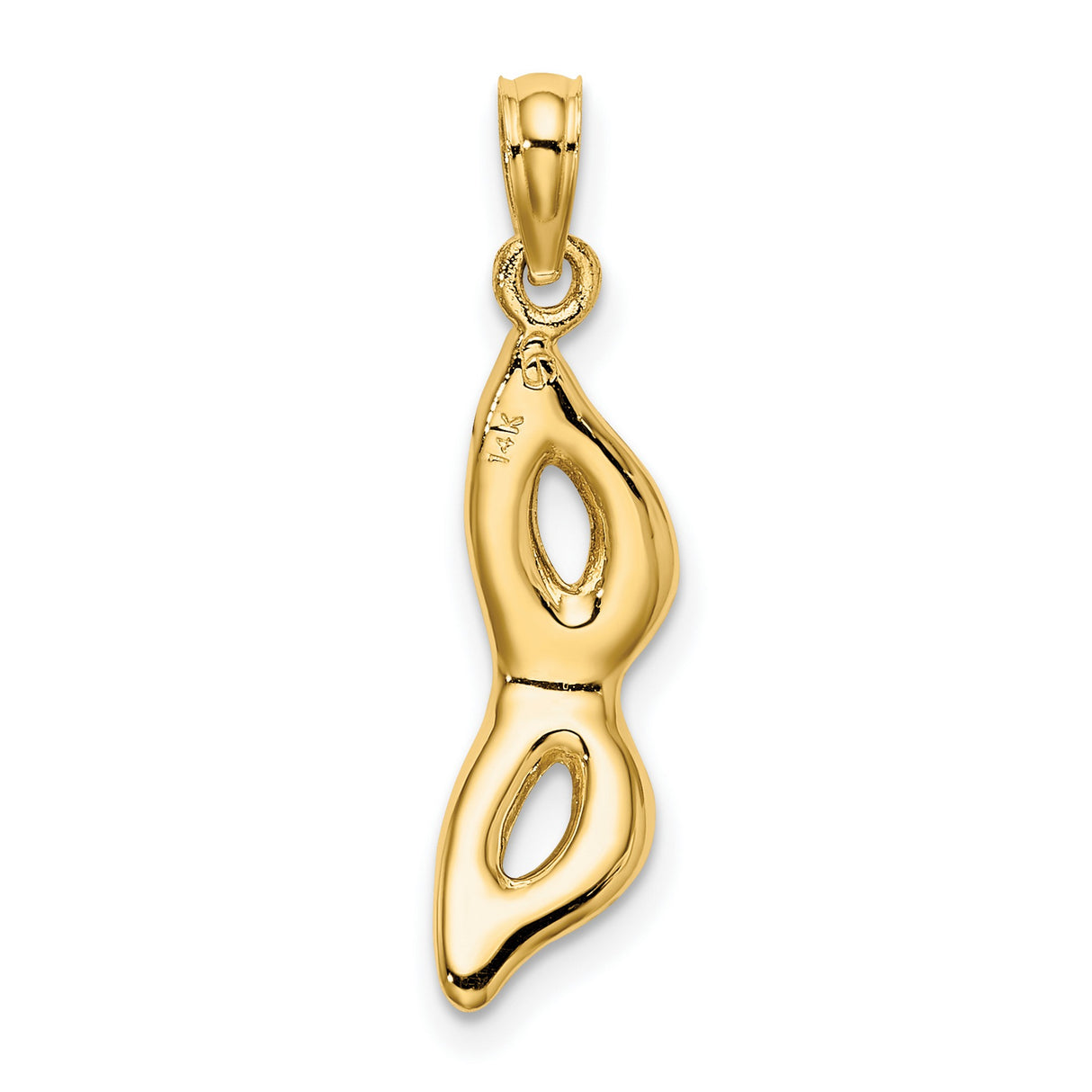 14k Yellow Gold Pendant with Abstract Blue Enamel and Open Oval Cutout Design