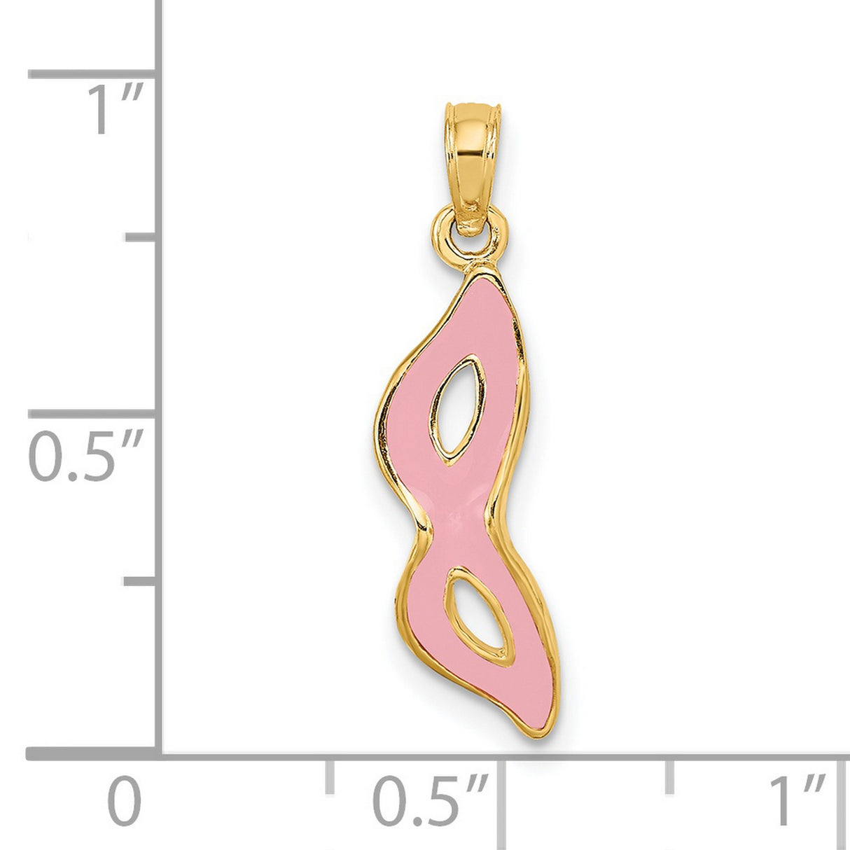 14k Yellow Gold Pendant with Pink Enamel Ribbon, Breast Cancer Awareness Charm