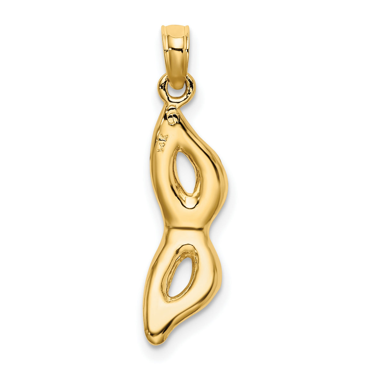 14k Yellow Gold Pendant with Red Enamel, Abstract Mask Shape, Modern Unisex Design