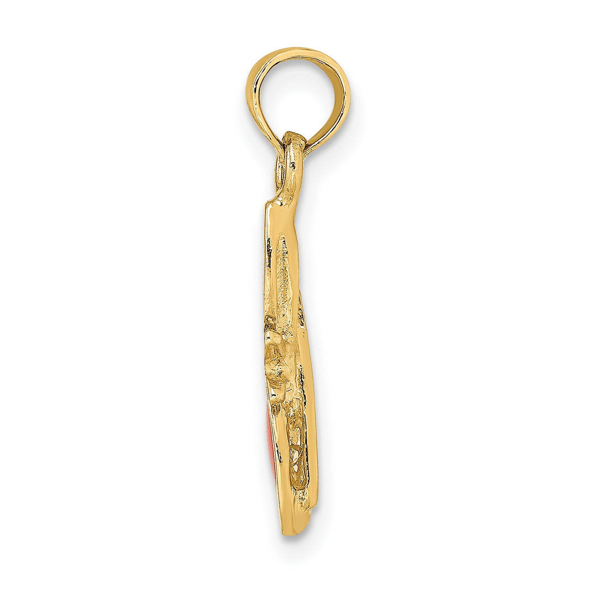 14k Yellow Gold Butterfly Pendant with Orange Enamel Wings, Nature-Inspired Design