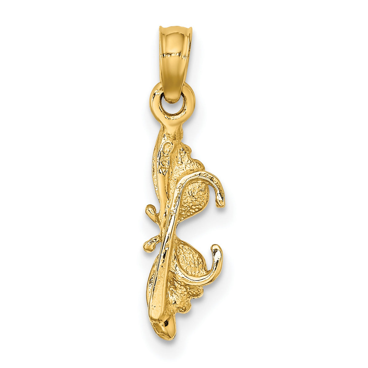 14k Yellow Gold Butterfly Pendant with Orange Enamel Wings, Nature-Inspired Design