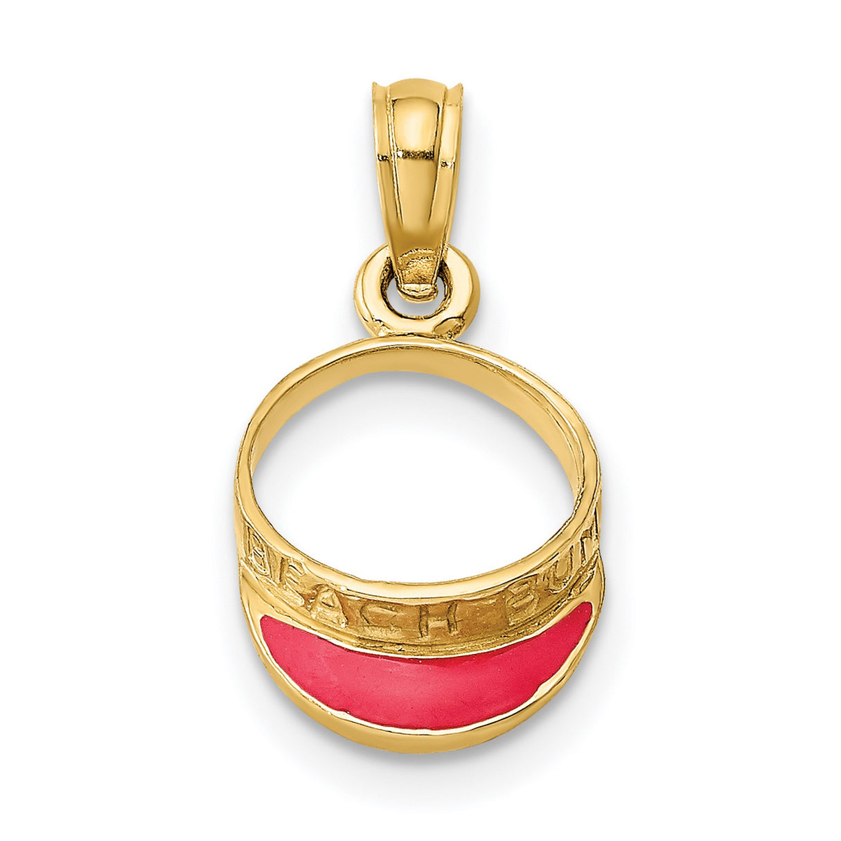 14k Yellow Gold Oval Pendant with Pink Enamel, Modern Abstract Design for Women