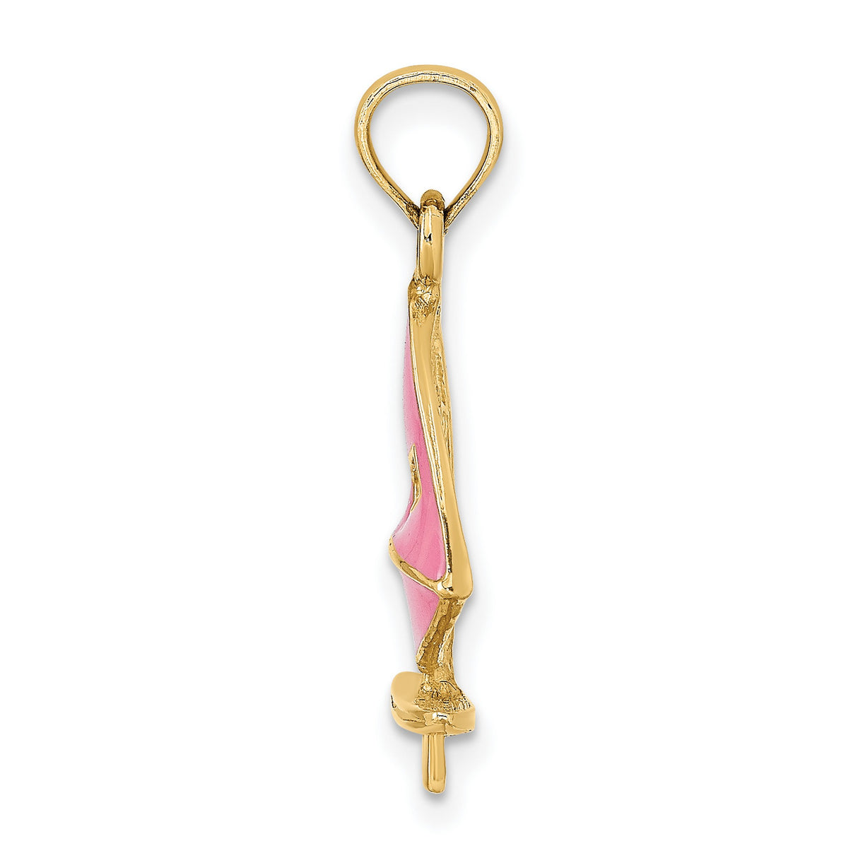 14k Yellow Gold Sailboat Pendant with Pink Enamel, Nautical Charm for Women or Unisex Wear