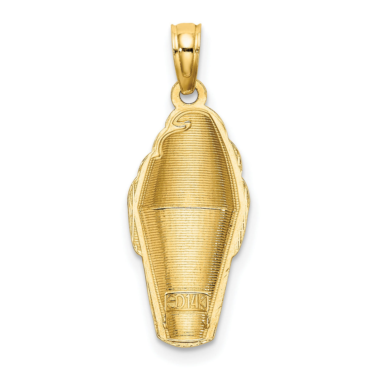 14k Yellow Gold Ice Cream Cone Pendant with Brown Enamel Swirl Detail, Novelty Dessert Charm