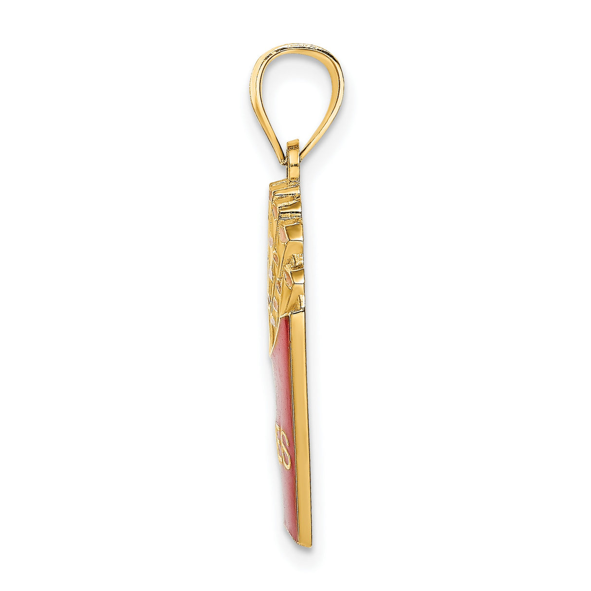 14k Yellow Gold French Fries Pendant with Red Enamel, Fun Food Jewelry Charm