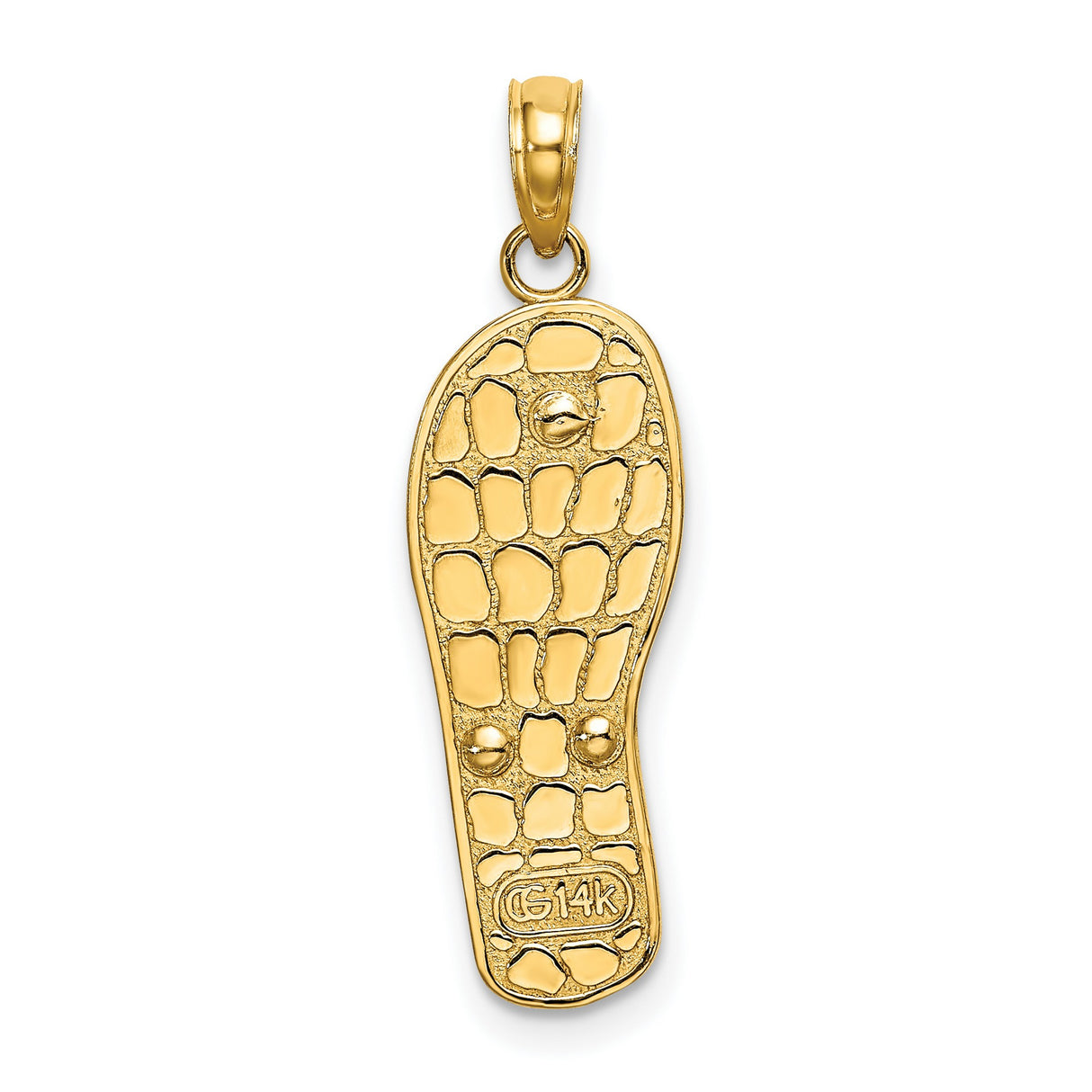 14k Yellow Gold and Rhodium Flip-Flop Pendant with Tropical Floral Enamel Design