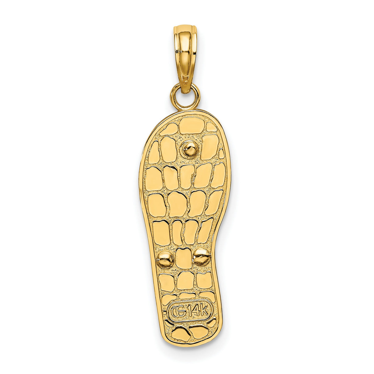 14k Multi-Tone Gold Flip-Flop Pendant with Enamel Flowers, Tropical Sandal Charm