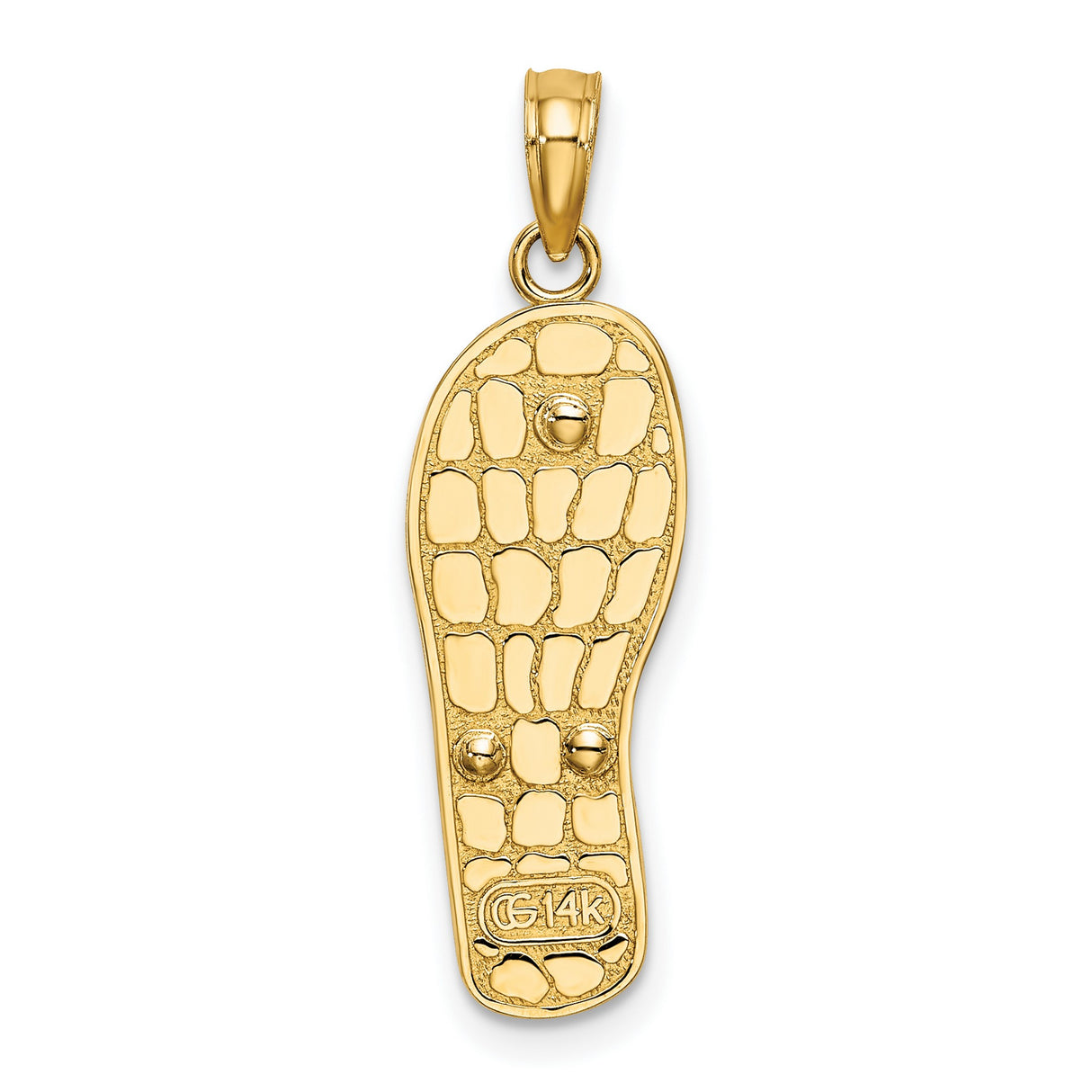 14k Multi-Tone Gold Flip-Flop Beach Scene Pendant with Enamel and Rhodium Accents