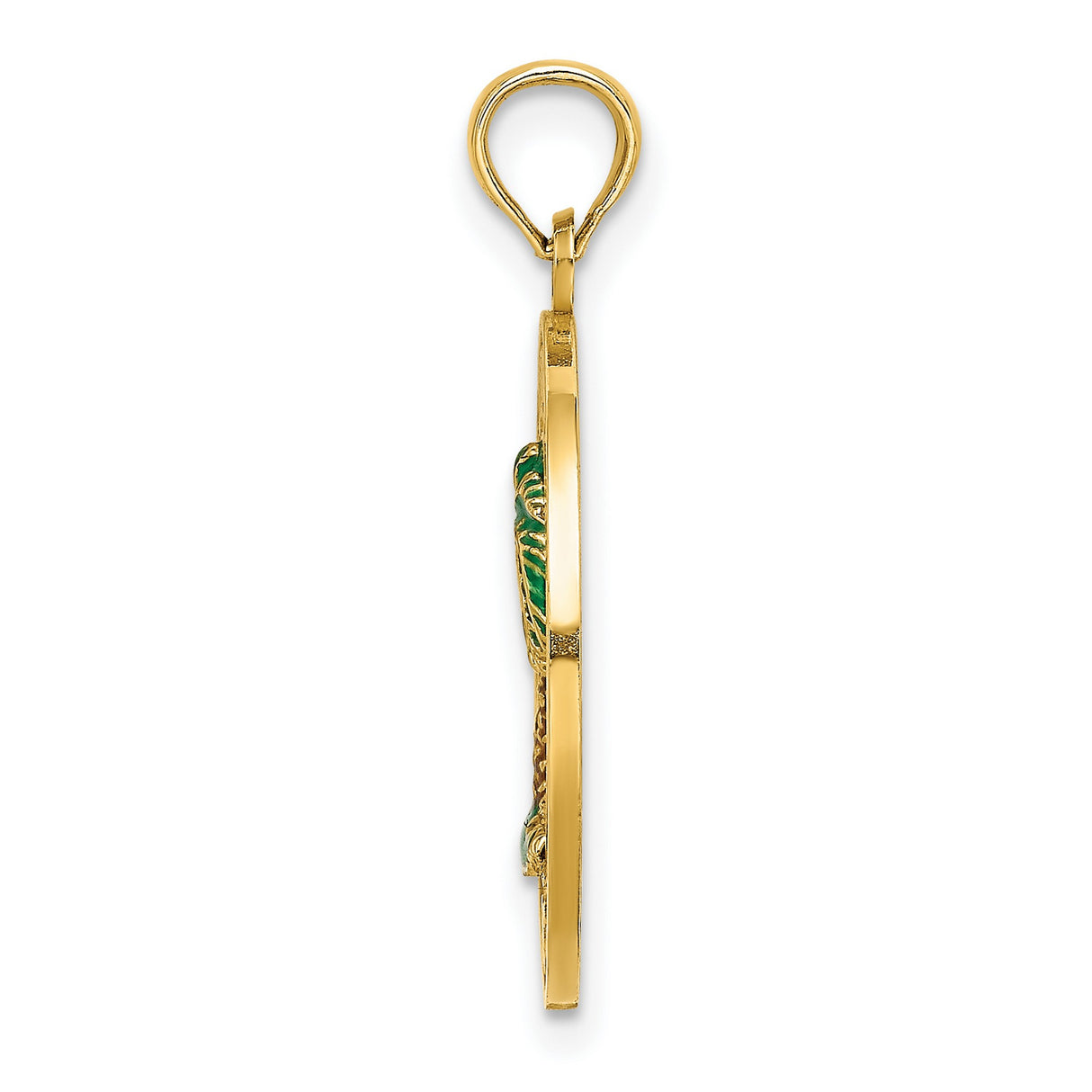 14k Yellow Gold Bluffton South Carolina Pendant with Enameled Palm Tree Design