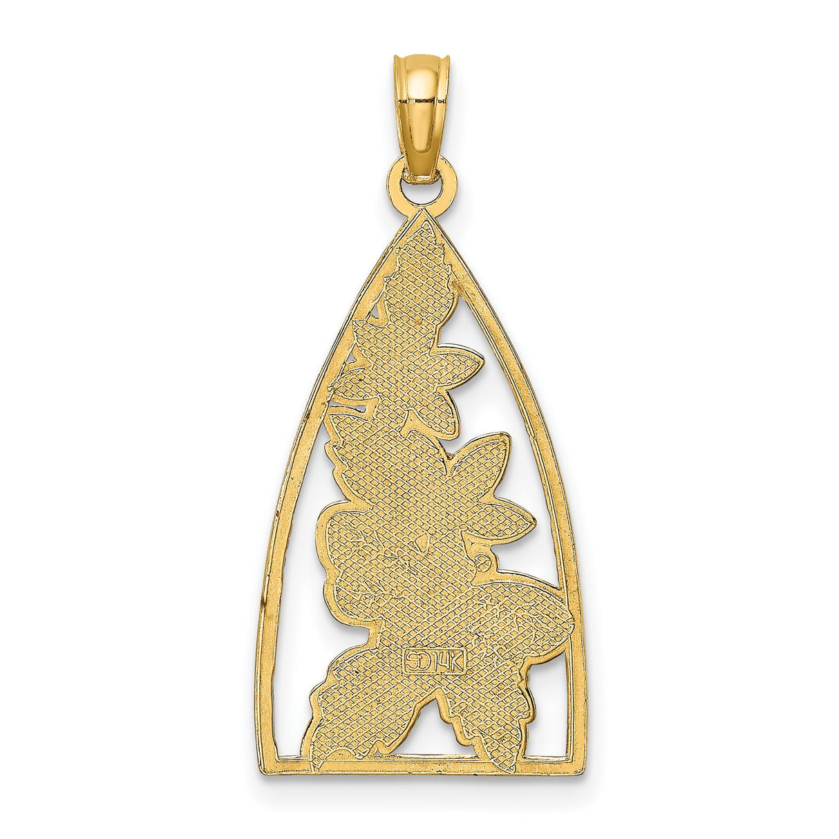 14k Yellow Gold Bee Pendant with Enamel Flower and Leaf, Garden Motif Charm for Women