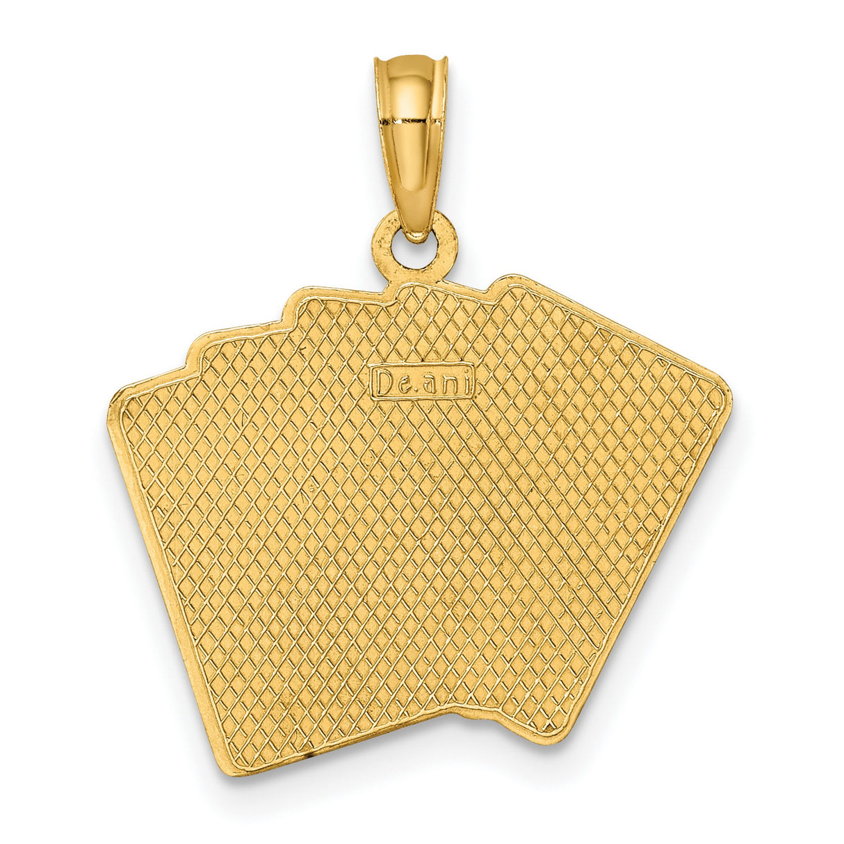 14k Yellow Gold Poker Pendant with Royal Flush Spade Card Design, Casino Theme