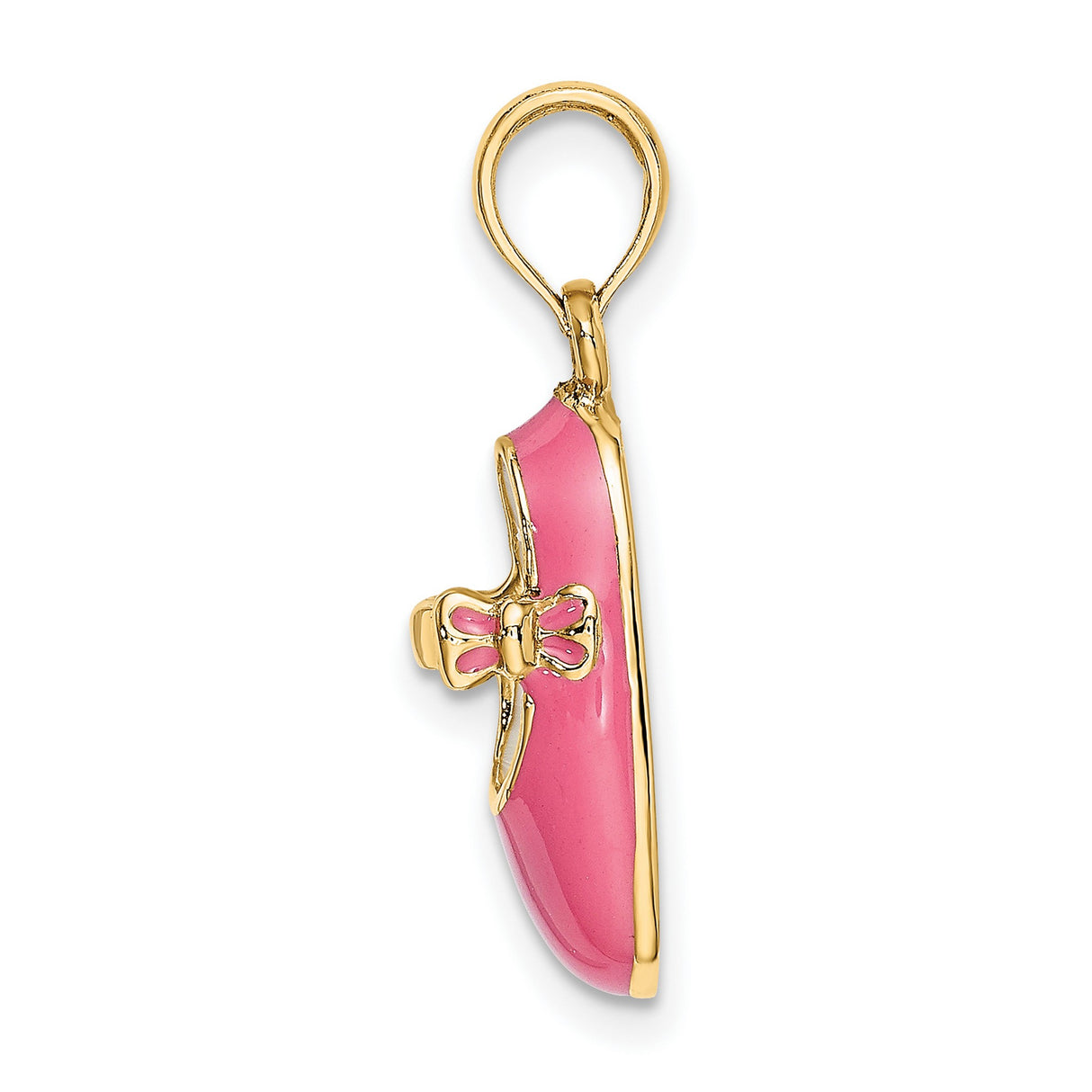 14k Yellow Gold Baby Shoe Pendant with Pink Enamel, Sentimental Keepsake Charm for Women
