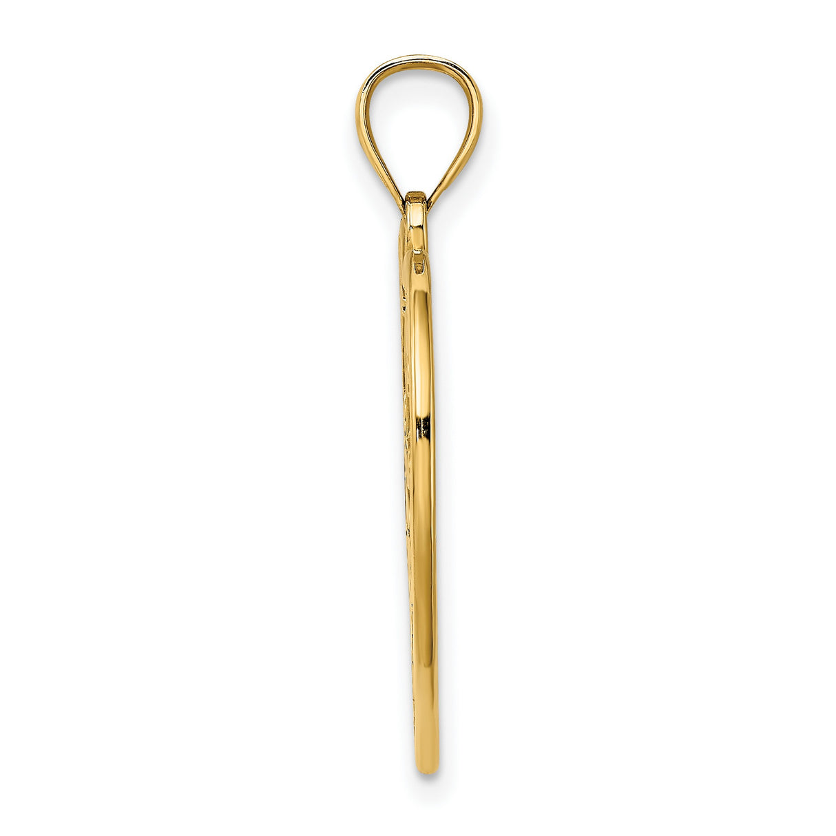 14k Yellow Gold Heart Pendant with Enamel Dragonfly, Pink Flowers and Green Leaves