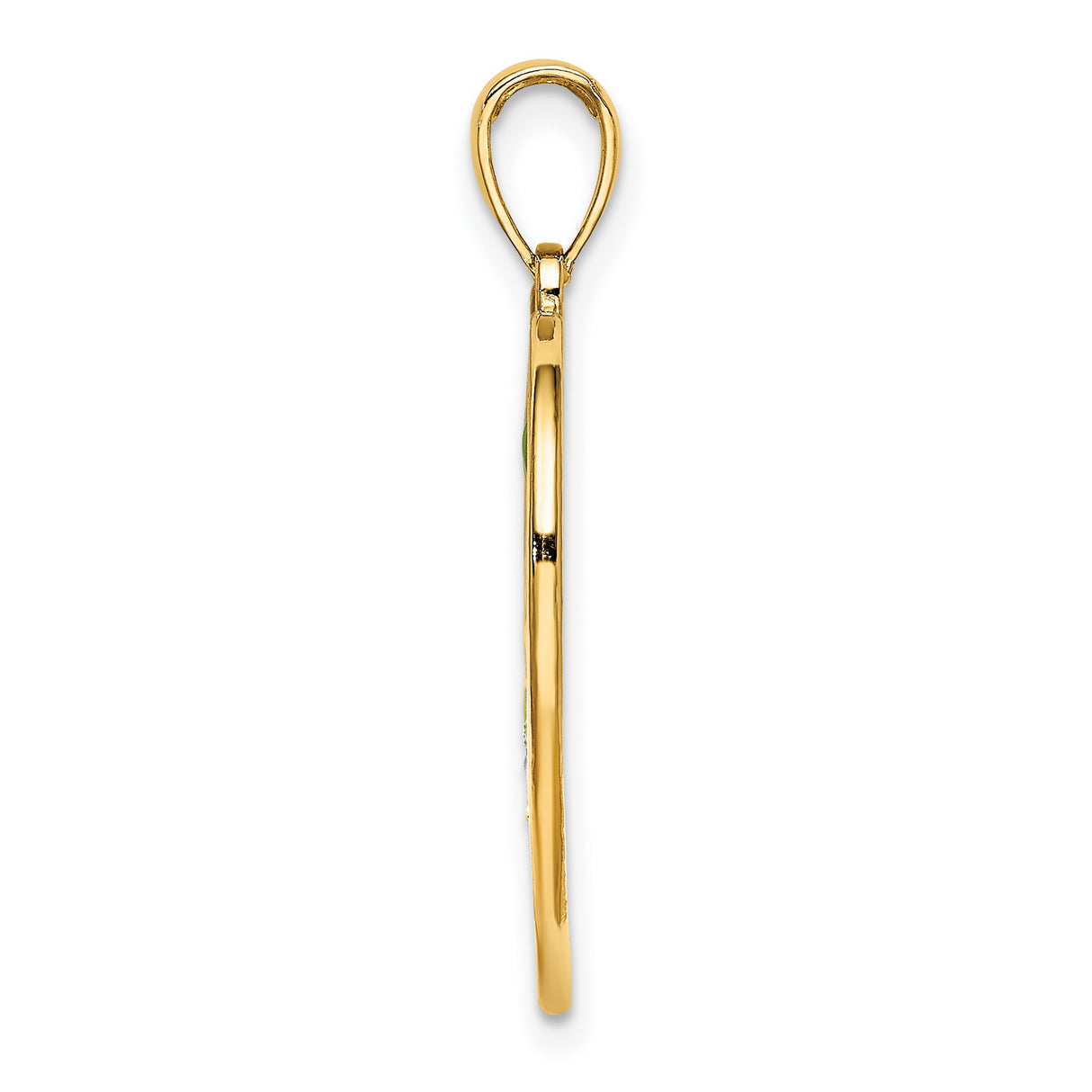 14k Yellow Gold Heart Pendant with Enamel Dolphins, Coral and Seaweed Design