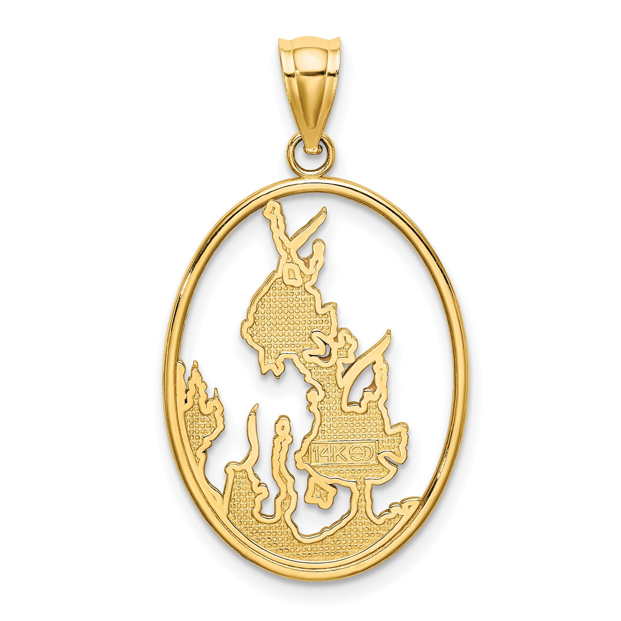 14k Yellow Gold Pendant with Enamel Angelfish, Coral and Seaweed, Nautical Ocean Theme