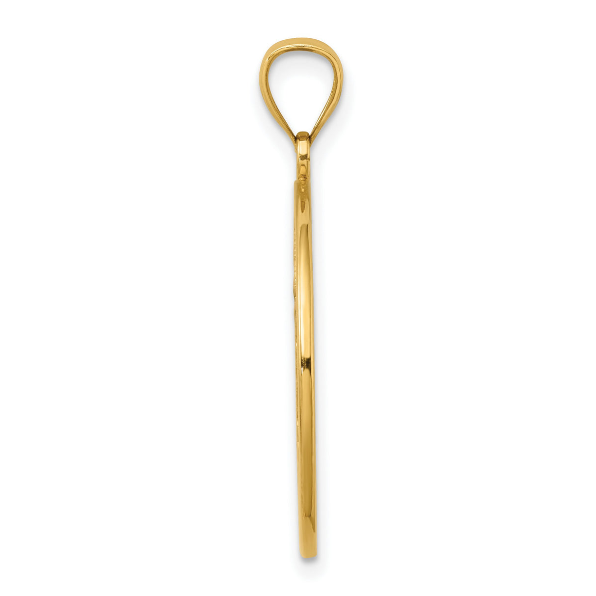 14k Yellow Gold Round Pendant with Enamel Hummingbird, Pink Flower and Green Leaf Design