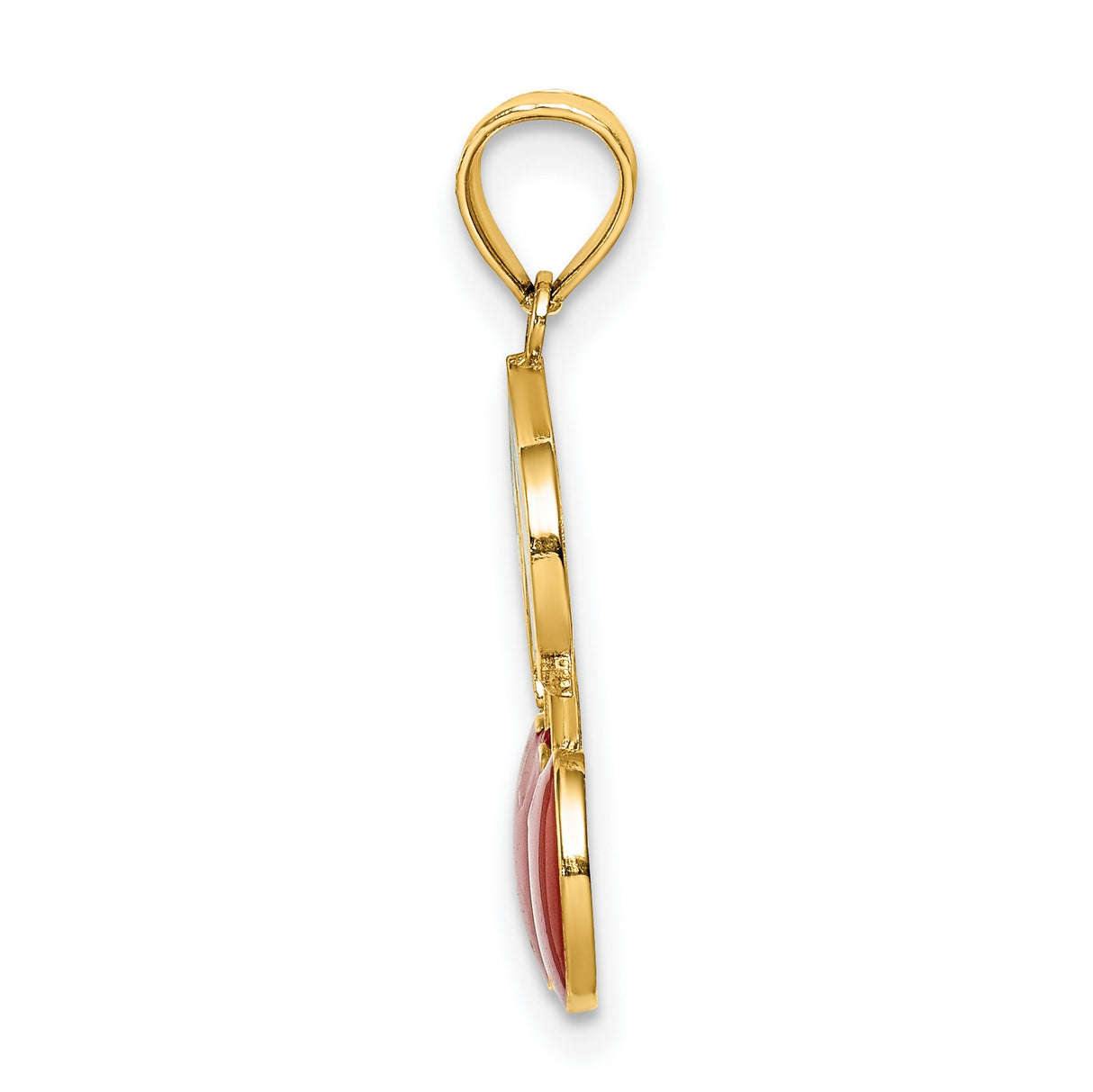 14k Yellow Gold Cherry Pendant with Red and Green Enamel Detail, Dual Cherries and Leaves