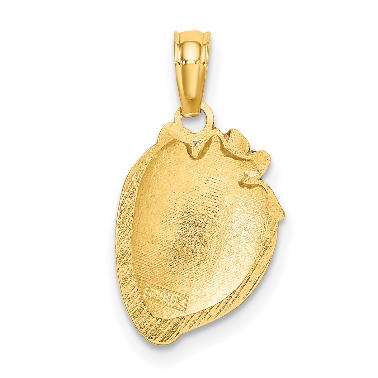 14k Yellow Gold Strawberry Pendant with Red and Green Enamel Detailing, Playful Fruit Charm