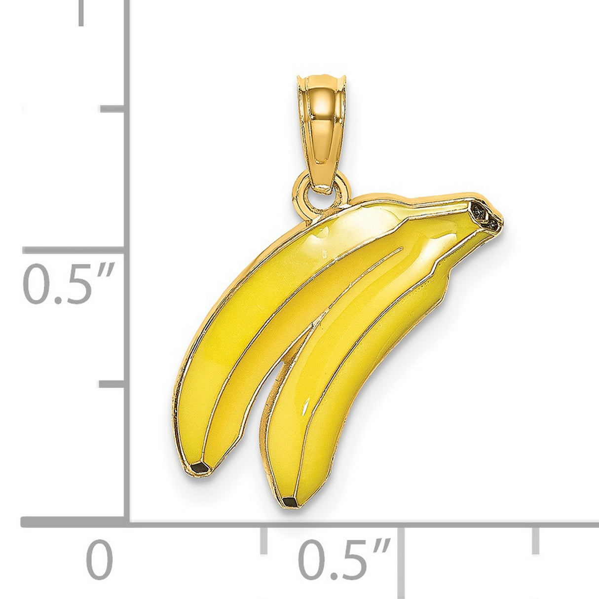 14k Yellow Gold Banana Pendant with Yellow Enamel, Whimsical Tropical Fruit Charm