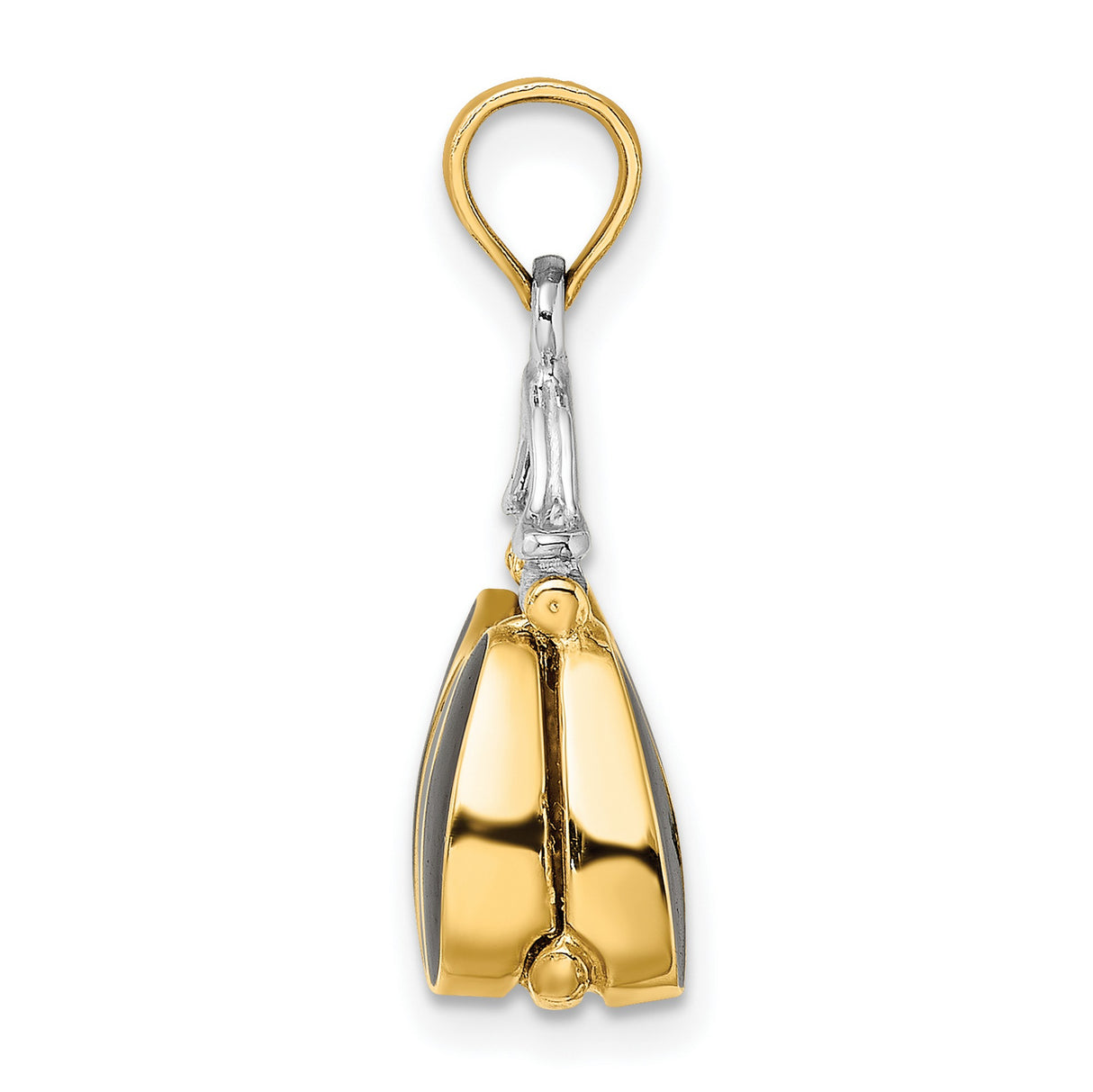 14k Multi-Tone Gold Pendant, Black and White Enamel Handbag Design, Purse Charm for Women