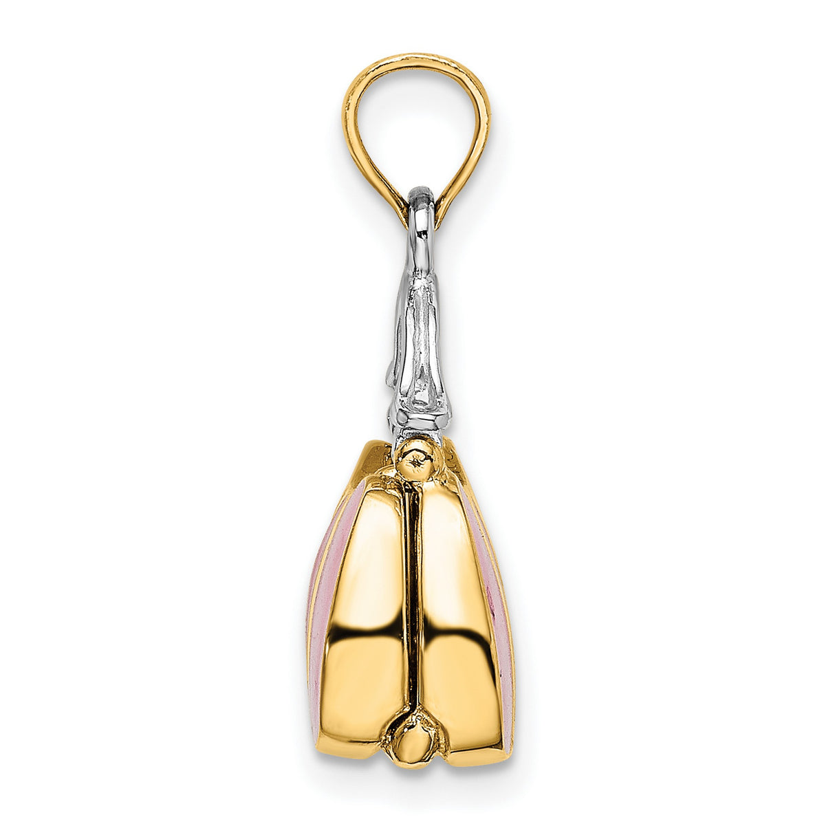 14k Multi-Tone Gold Handbag Pendant with Pink Enamel, Purse Charm Design for Women