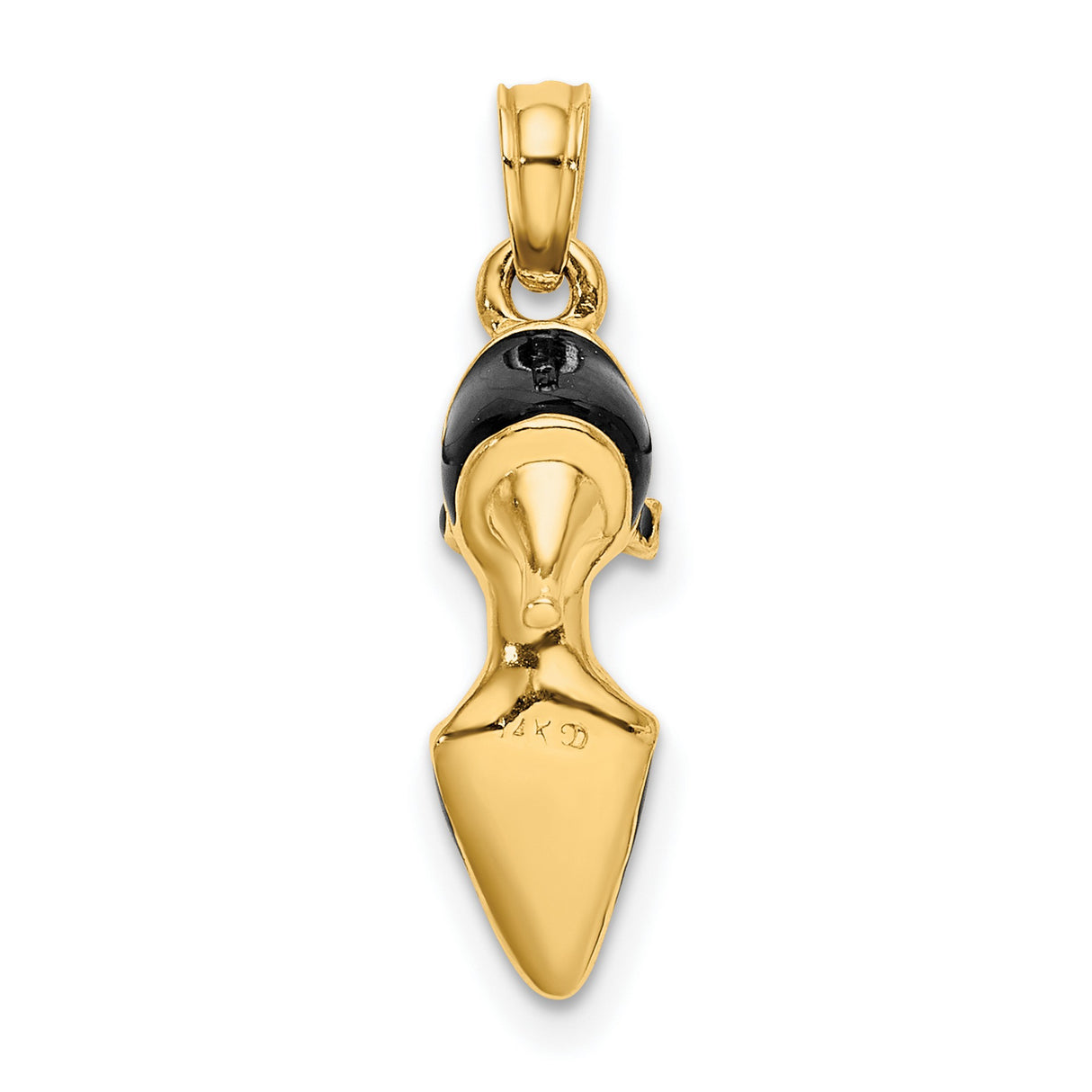 14k Yellow Gold African Fertility Doll Pendant with Black Enamel, Tribal Goddess Charm