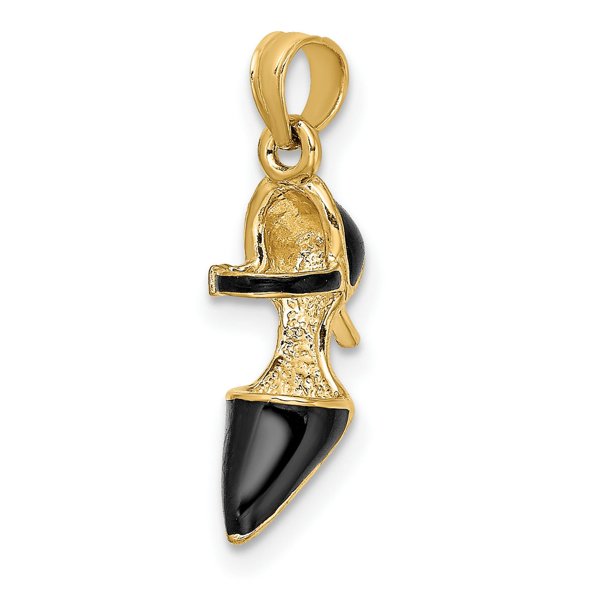 14k Yellow Gold African Fertility Doll Pendant with Black Enamel, Tribal Goddess Charm