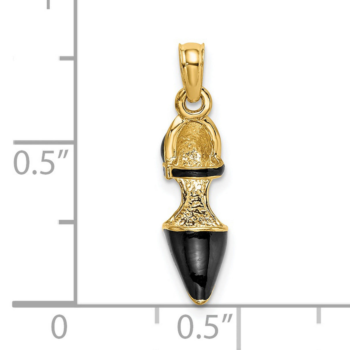 14k Yellow Gold African Fertility Doll Pendant with Black Enamel, Tribal Goddess Charm