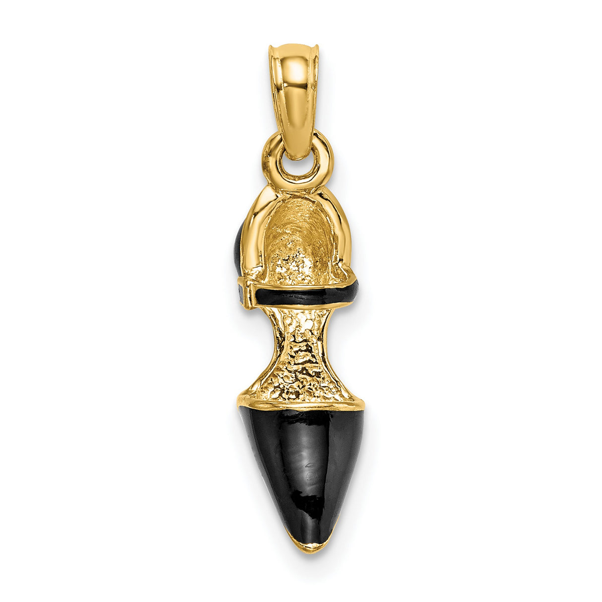 14k Yellow Gold African Fertility Doll Pendant with Black Enamel, Tribal Goddess Charm