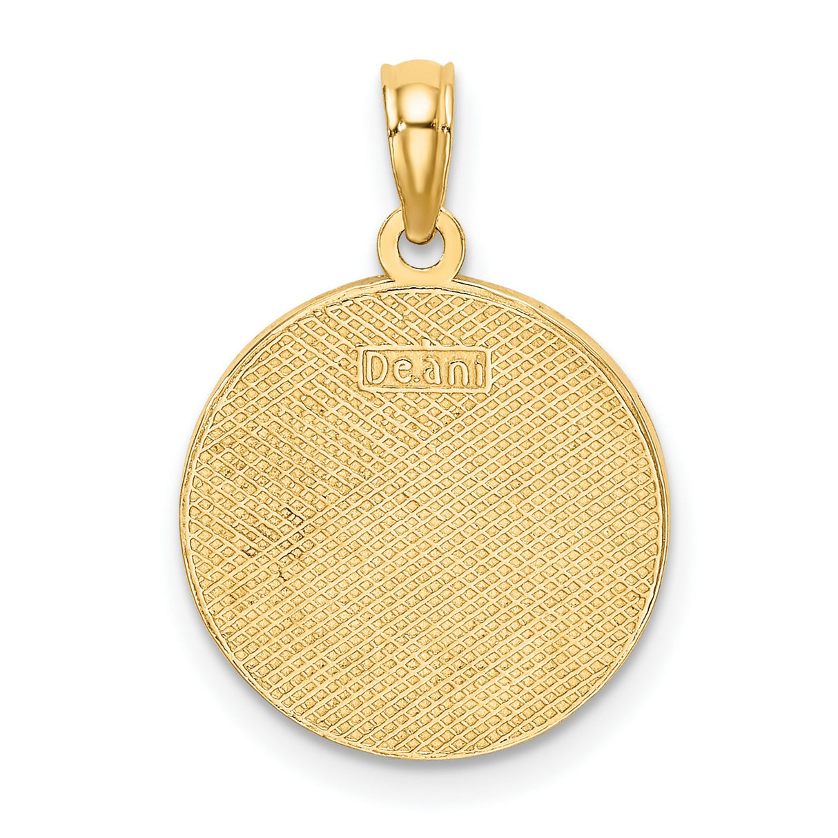 14k Yellow Gold Holiday Pendant with Happy Holidays Message and Holly Leaf Accents