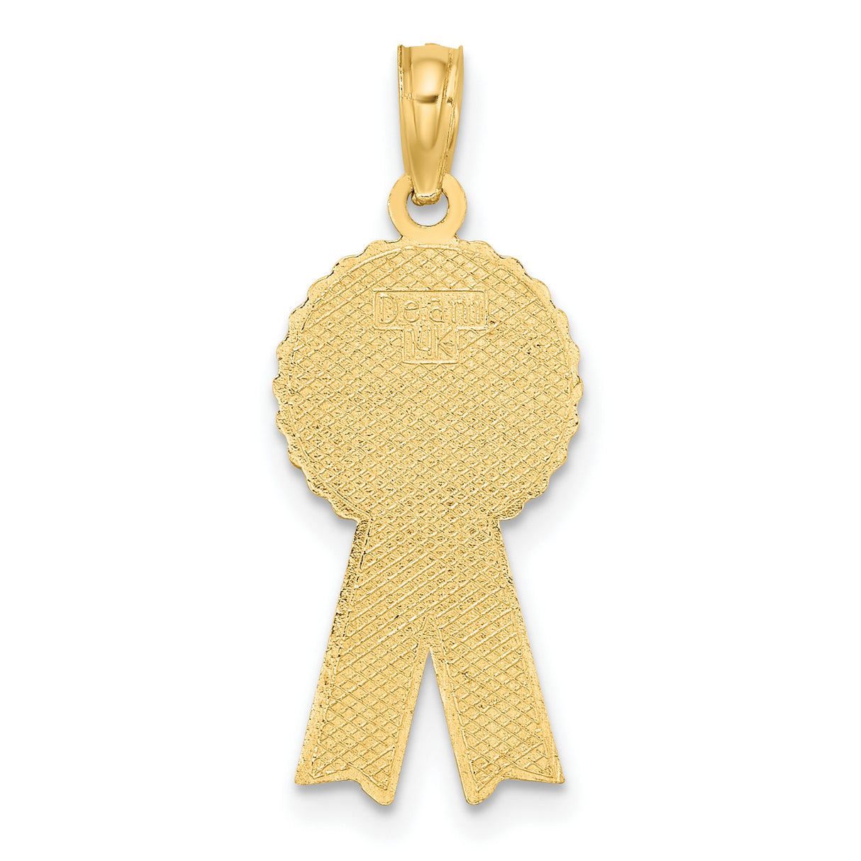 14k Yellow Gold Pendant, Pink and White Ribbon with Star Accents, Birthday Girl Charm