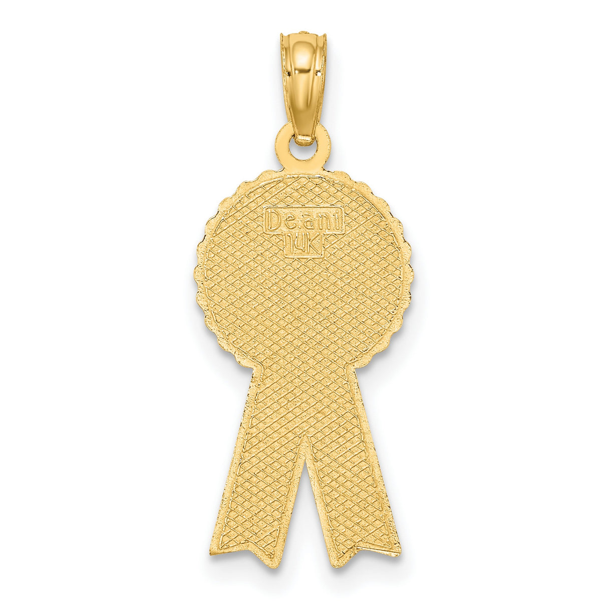 14k Yellow Gold Birthday Boy Pendant with Blue Ribbon and Star Accents