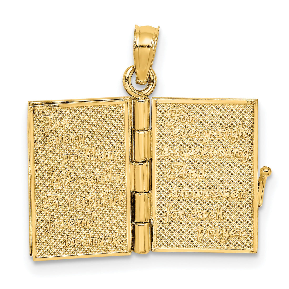 3-D Moveable Enameled AN IRISH PRAYER Book Clover Charm Pendant in Real 14k Yellow Gold