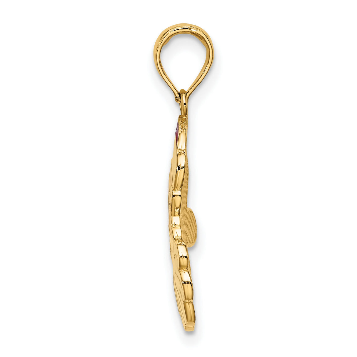 14k Yellow Gold Santa Claus Pendant with Red Hat and White Beard, Holiday Charm