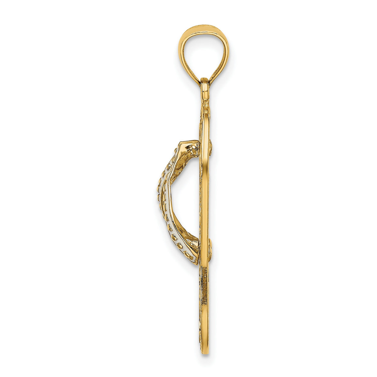 14k Yellow Gold Flip-Flop Pendant with Cut-Out Heart and Love Message Charm