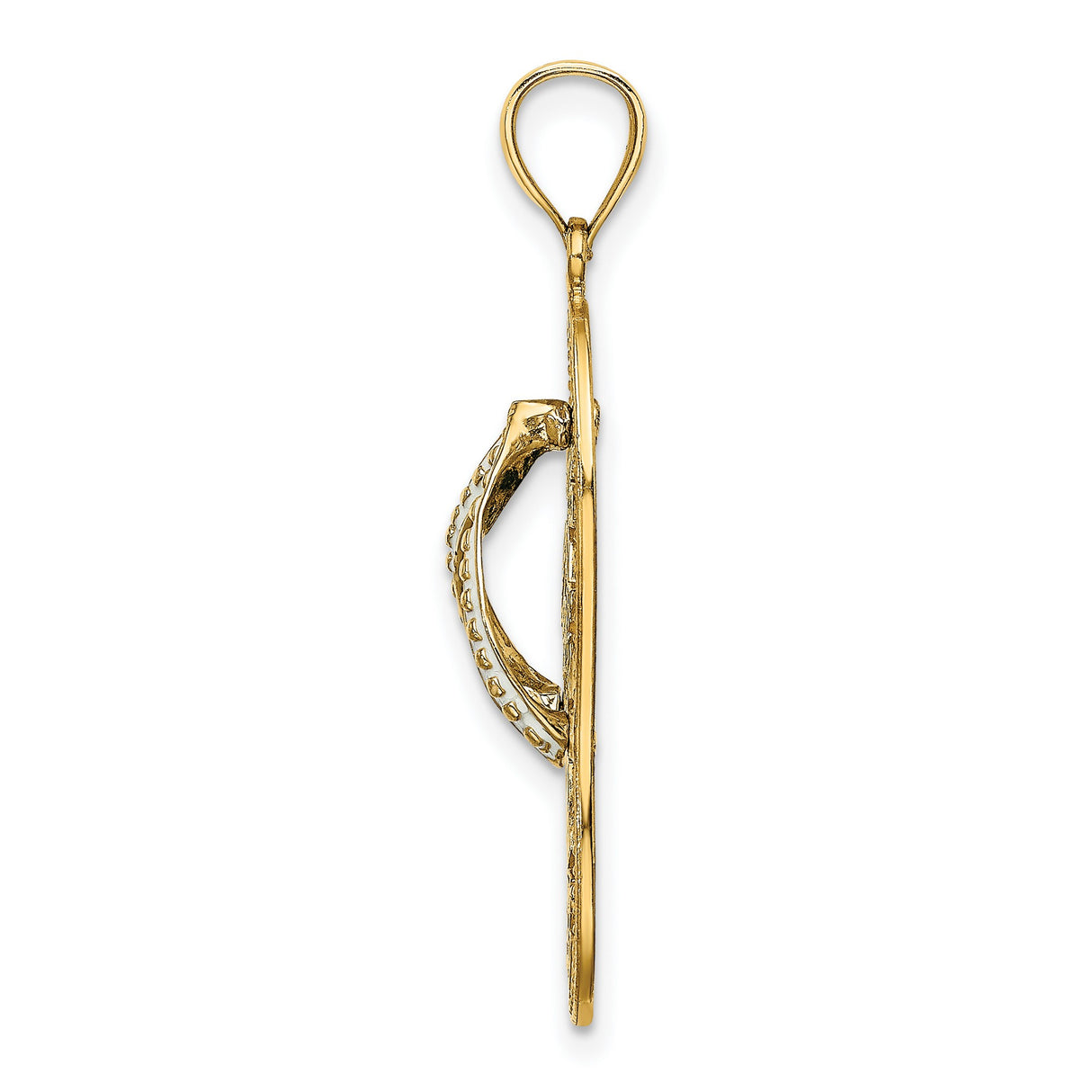 14k Yellow Gold Flip-Flop Pendant with Enamel Beach Scene and Palm Tree Charm