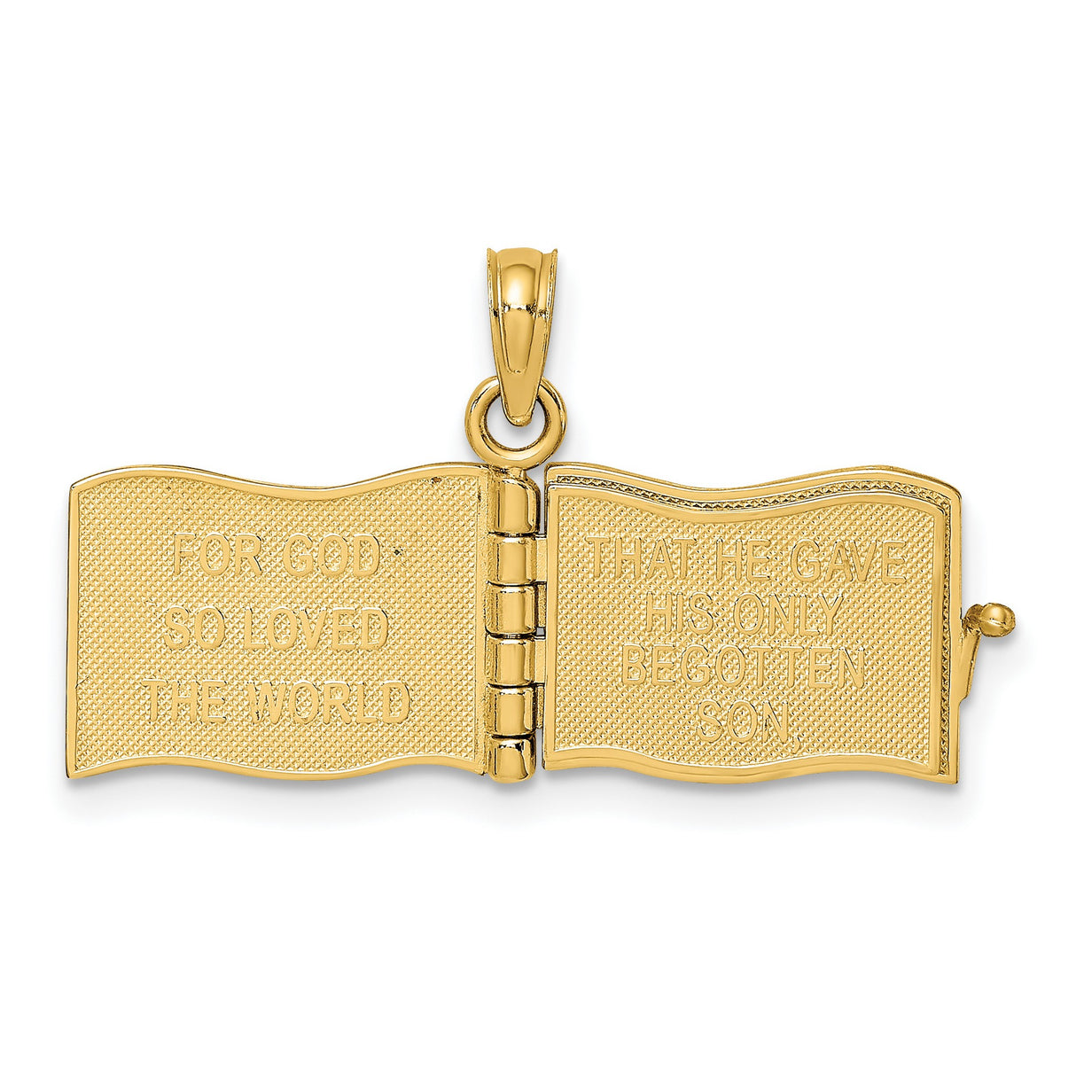 14k Yellow Gold Pendant with Enamel Scroll and Rainbow Dove and Olive Branch Design