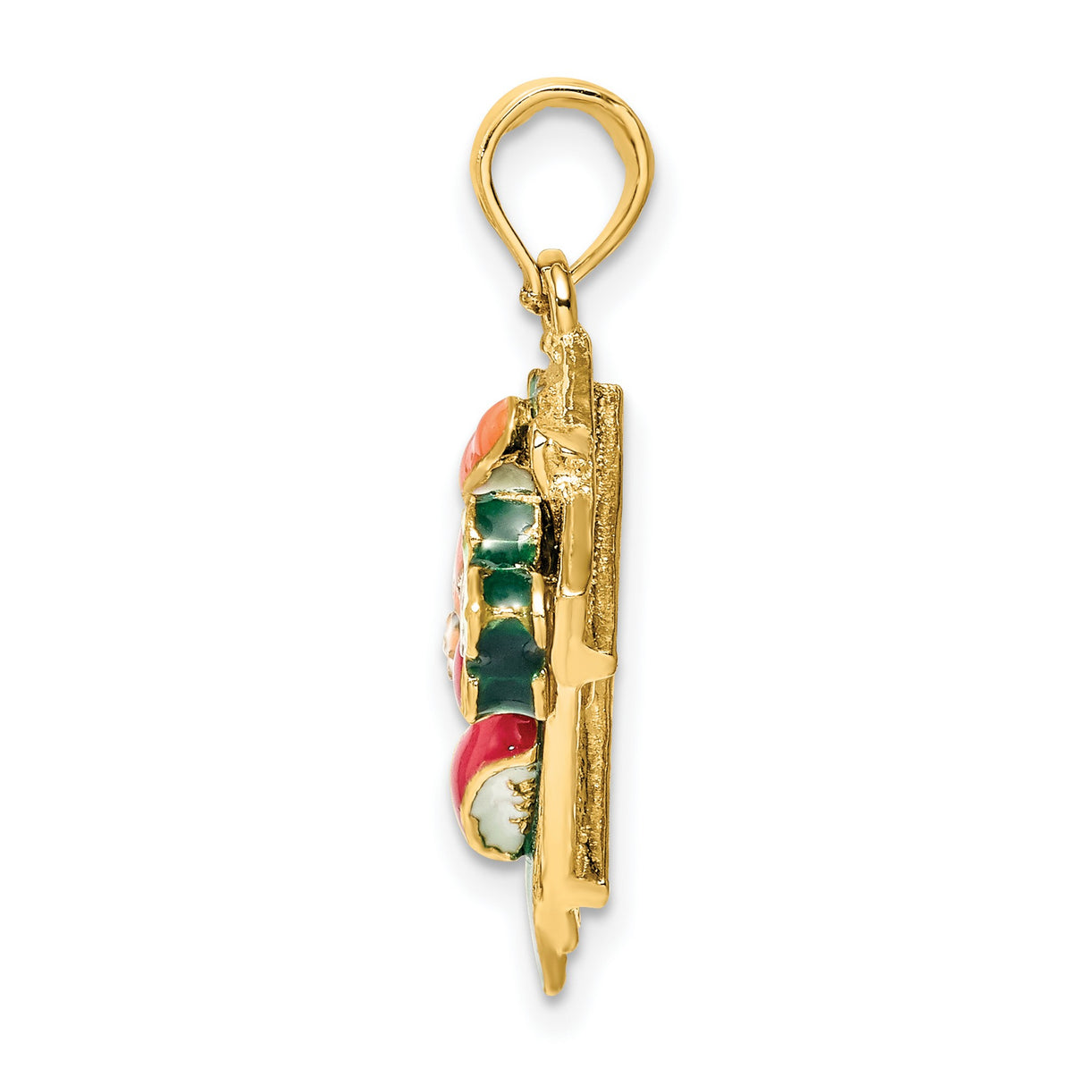 14k Yellow Gold Sushi Pendant with Colorful Enamel, Nigiri and Maki Roll Design