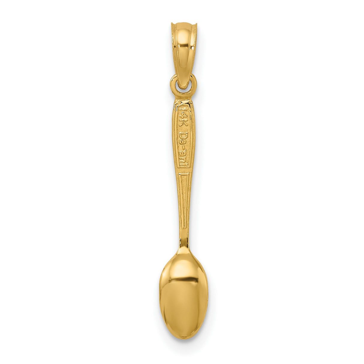 14k Yellow Gold Spoon Pendant Charm, Miniature Culinary Design for Women or Unisex Wear