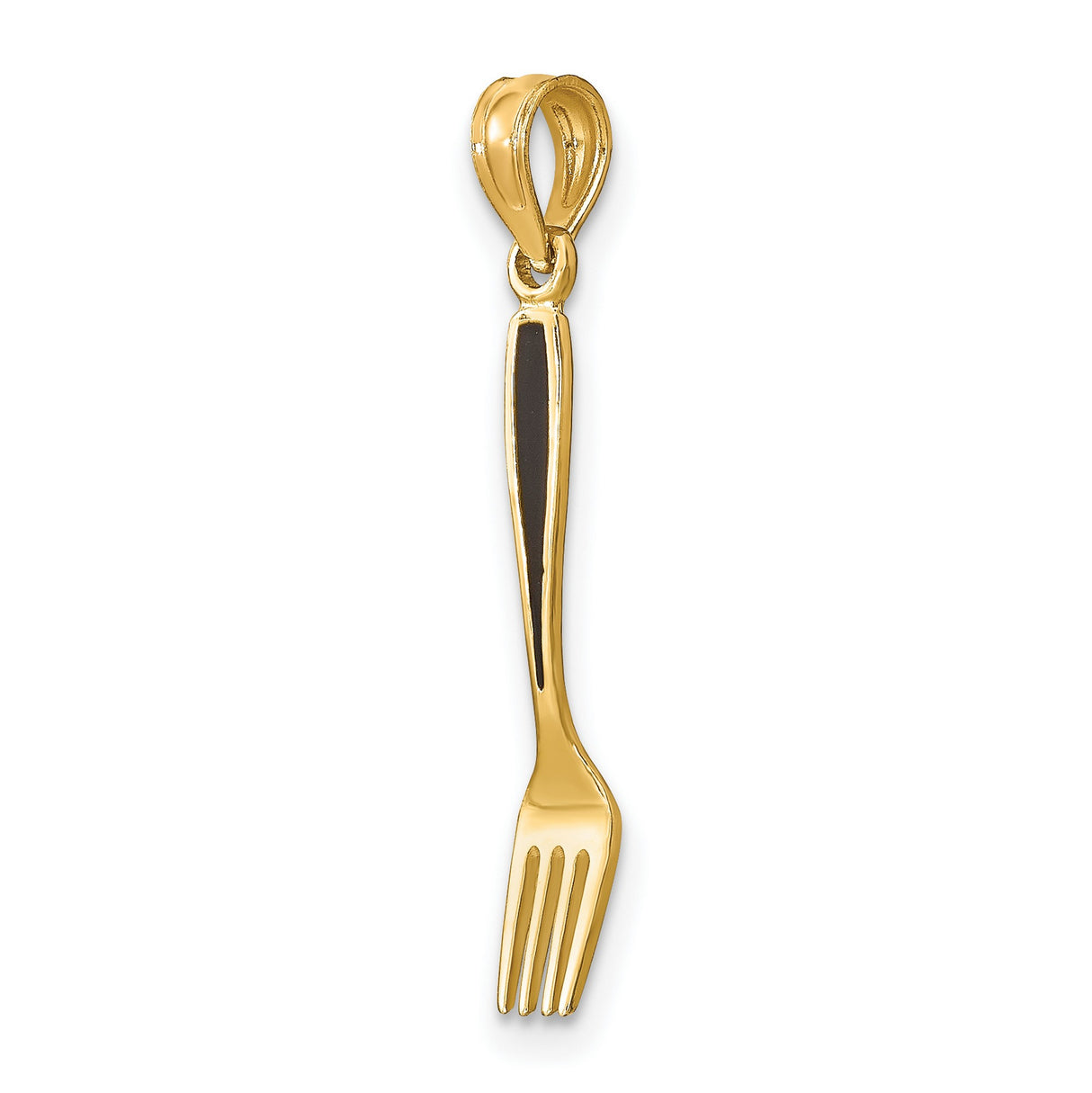 14k Yellow Gold Fork Pendant, Polished Culinary Utensil Charm for Chefs and Food Lovers